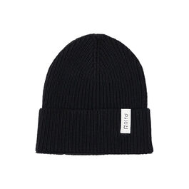 Black recycled cotton rib knit hat